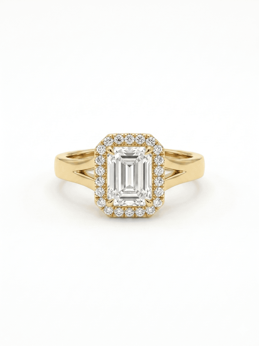 1.42 Carat TW Emerald Cut Lab - Grown Diamond Solitaire Engagement Ring in 18kt Yellow and White Gold