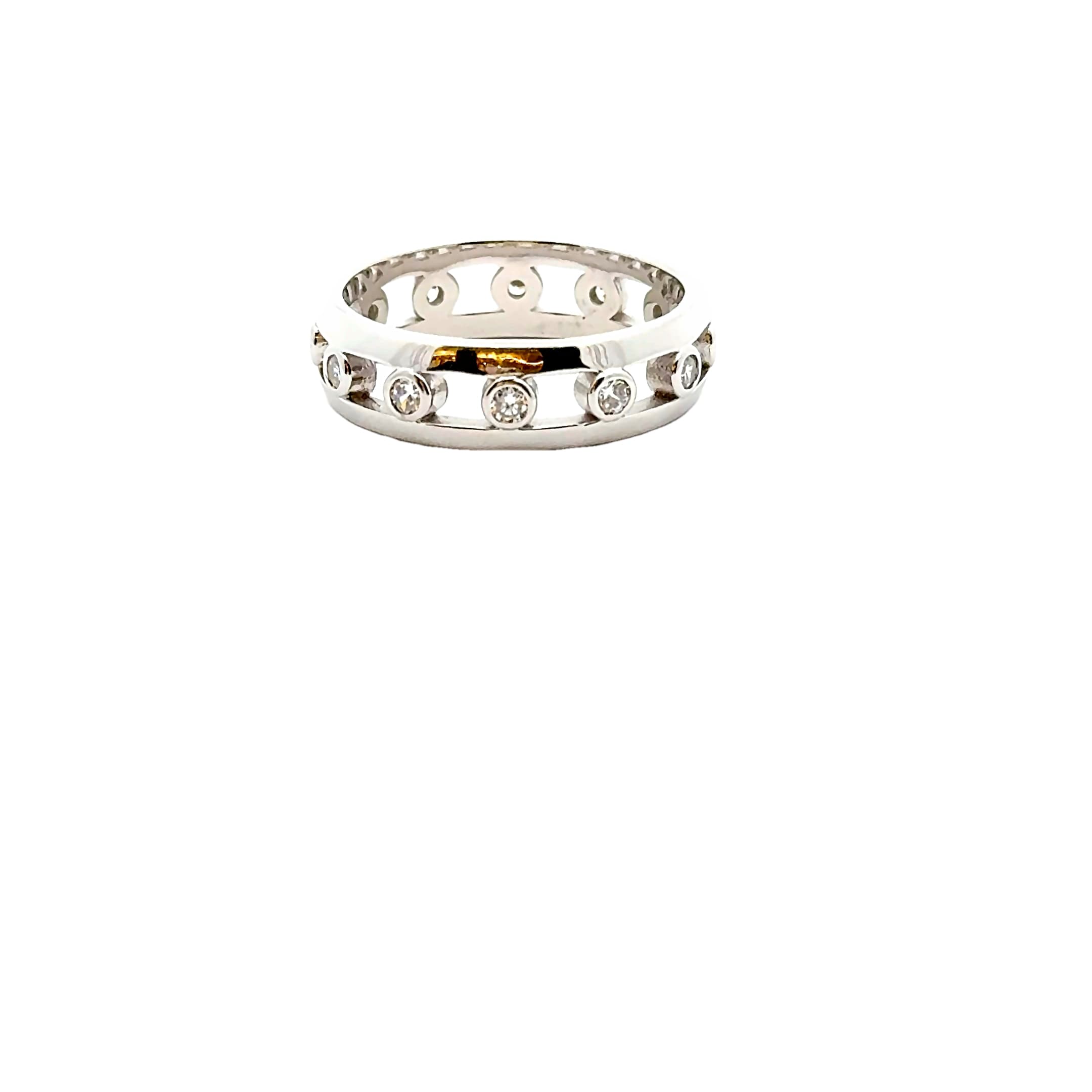 Silver Openwork Bezel-Set Diamond Eternity Ring